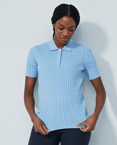 SIZE S - DAILY SPORTS Madelene Cashmere Knitted Polo 273 Belle Blue