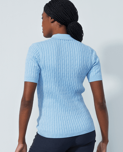 SIZE S - DAILY SPORTS Madelene Cashmere Knitted Polo 273 Belle Blue