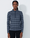 DAILY SPORTS Checked Long Sleeve Polo 573 Navy