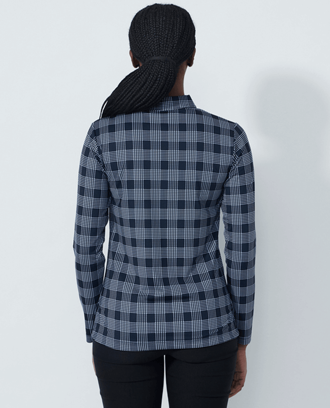 DAILY SPORTS Checked Long Sleeve Polo 573 Navy