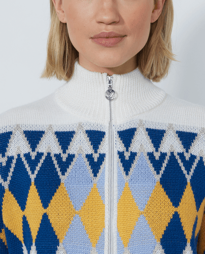 DAILY SPORTS Placed Argyle Lined Cardigan 620 White