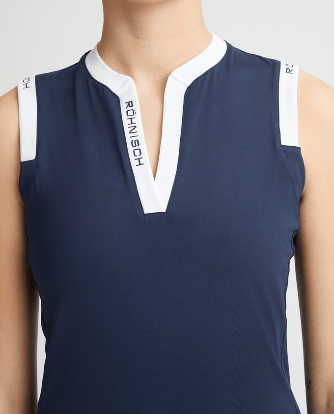 SIZE L - ROHNISCH Abby Sleeveless Dress Navy/White