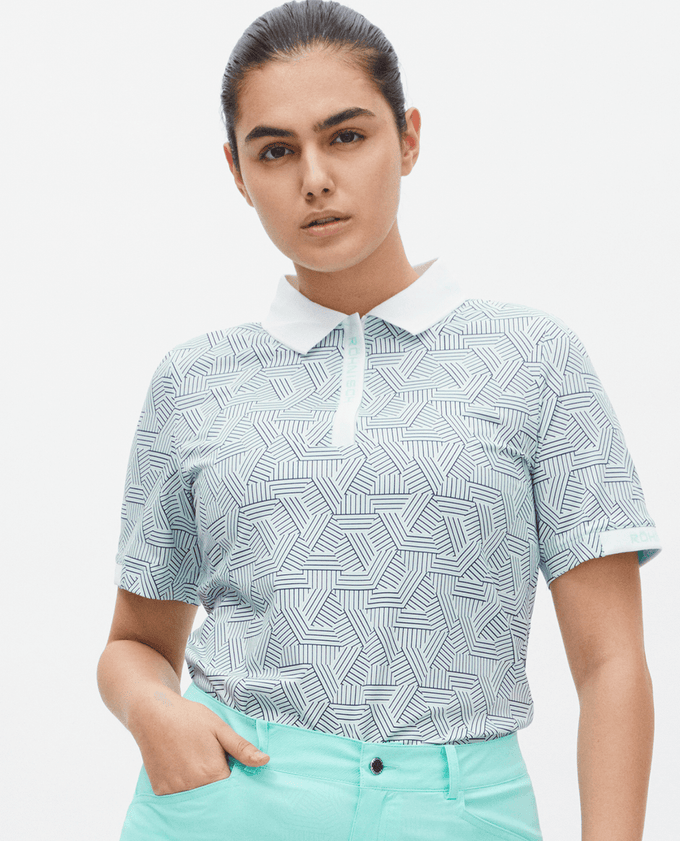 SIZE XS - ROHNISCH Abby Polo Hexagon Mint
