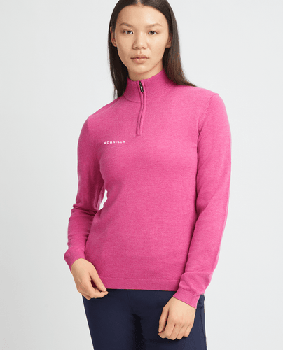 SIZE S - ROHNISCH Kora Knitted Half Zip Carmine Rose
