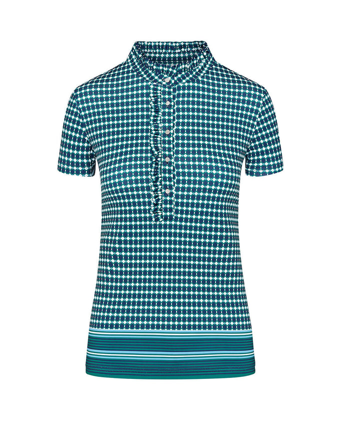 SWING OUT SISTER Leona Cap Sleeve Polo Aquatic Awe