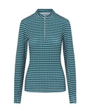 SIZE L - SWING OUT SISTER Layla 1/4 Zip Long Sleeve Top Aquatic Awe