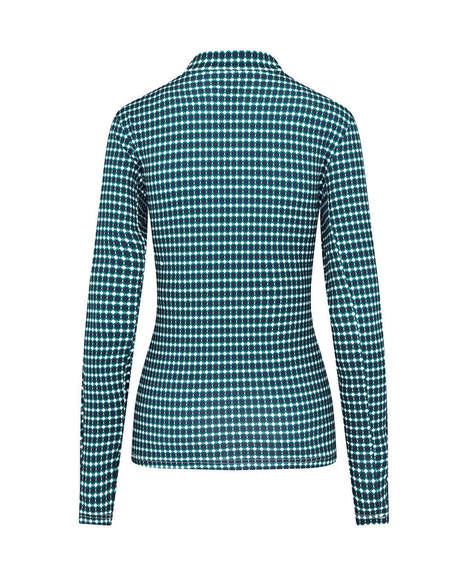SIZE L - SWING OUT SISTER Layla 1/4 Zip Long Sleeve Top Aquatic Awe