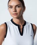 SIZE M - DAILY SPORTS Massy Loose Sleeveless Polo 106 White/Black