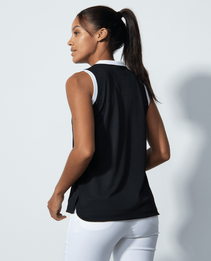 SIZE S - DAILY SPORTS Massy Loose Sleeveless Polo 106 Black