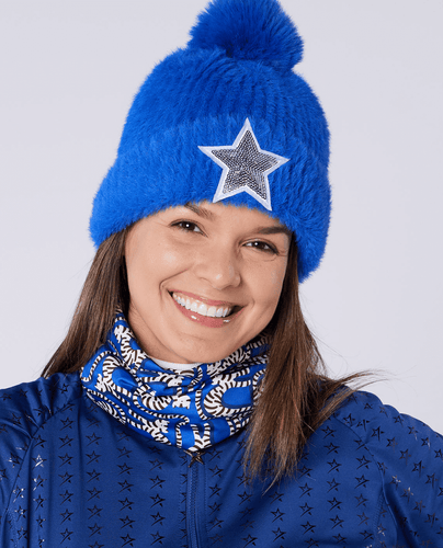 SWING OUT SISTER Jasmine Fur Bobble Hat Dazzling Blue