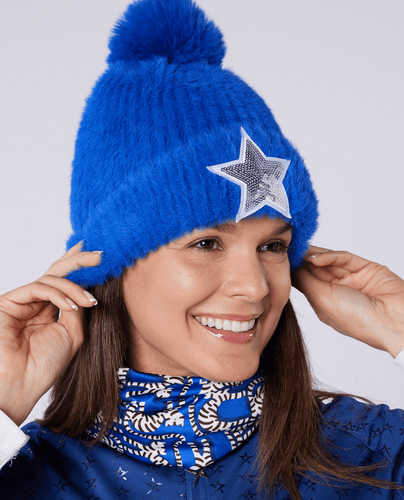 SWING OUT SISTER Jasmine Fur Bobble Hat Dazzling Blue