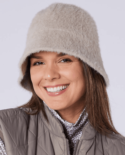 SWING OUT SISTER Bella Fur Bucket Hat Gilded Beige