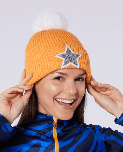 SWING OUT SISTER Jamine Fur Bobble Hat Orange Fizz