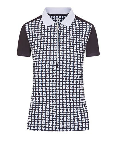 SIZE XXL - SWING OUT SISTER Beth Pattern Cap Sleeve Polo Black Love Golf