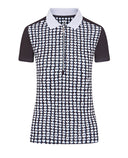 SIZE XXL - SWING OUT SISTER Beth Pattern Cap Sleeve Polo Black Love Golf