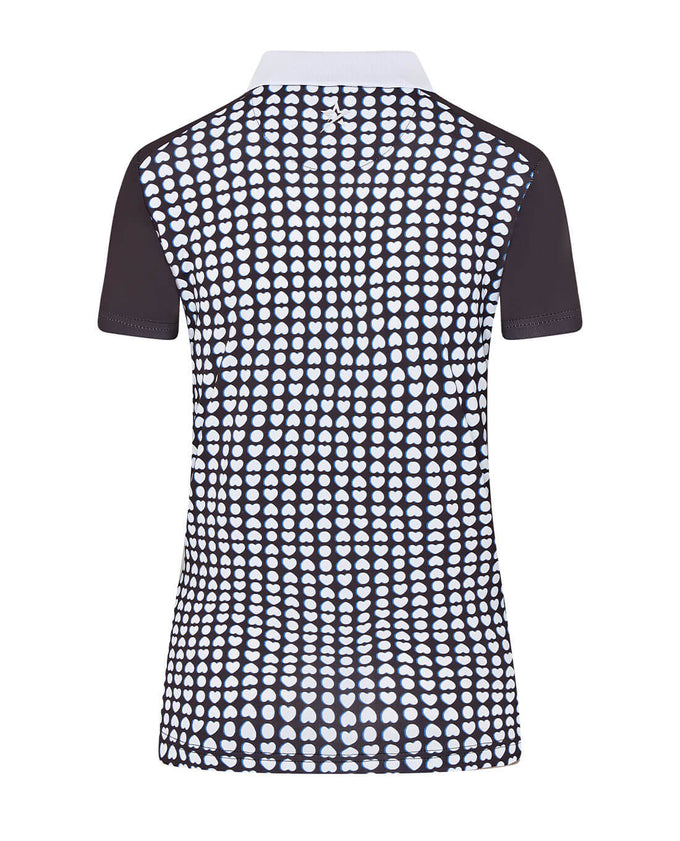 SIZE XXL - SWING OUT SISTER Beth Pattern Cap Sleeve Polo Black Love Golf