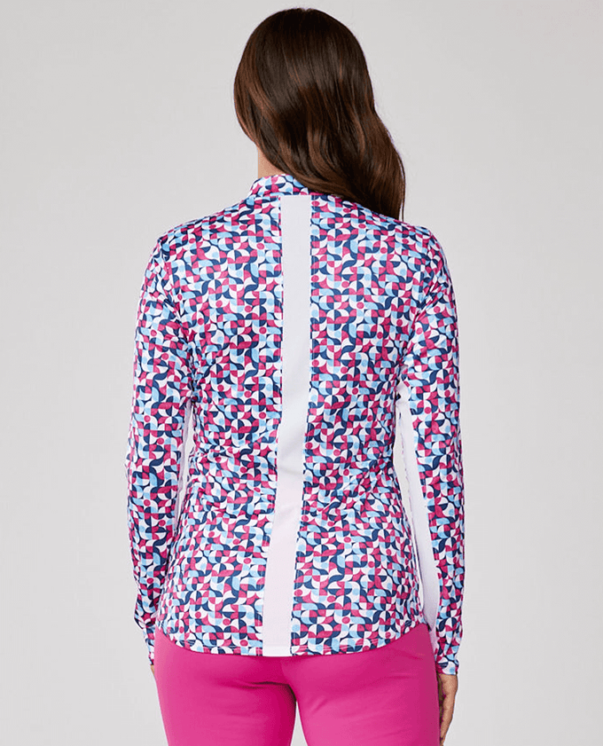 SIZE XS - SOFIBELLA Rollo Print Long Sleeve Polo 3038 Rollo