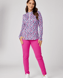 SIZE XS - SOFIBELLA Rollo Print Long Sleeve Polo 3038 Rollo