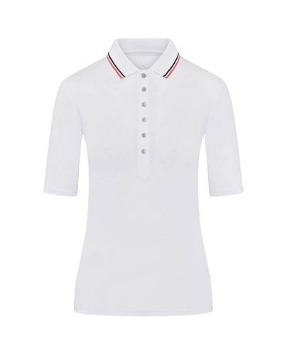 SWING OUT SISTER Pickle Pique Cap Sleeve Polo White