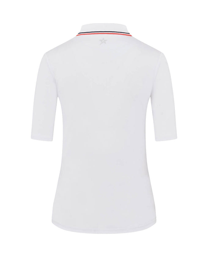 SWING OUT SISTER Pickle Pique Cap Sleeve Polo White