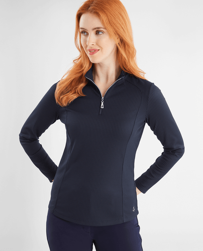 GREEN LAMB Kitty Waffle Zip Neck 985 Navy