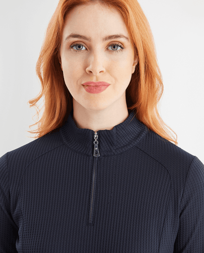 GREEN LAMB Kitty Waffle Zip Neck 985 Navy