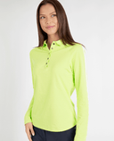 SIZE 16 - GREEN LAMB Mara Long Sleeve Polo 047 Soft Lime/White