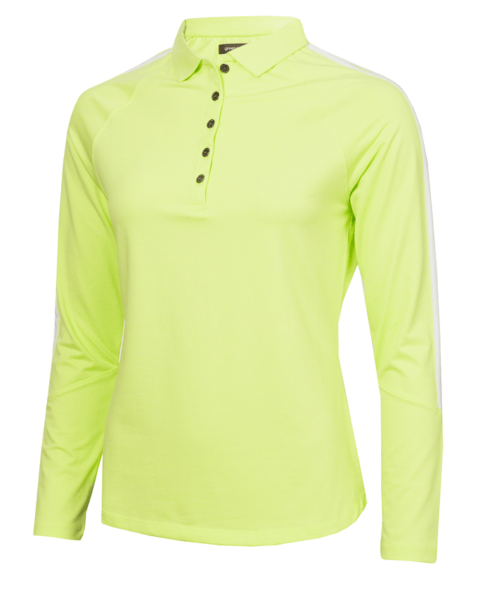 SIZE 16 - GREEN LAMB Mara Long Sleeve Polo 047 Soft Lime/White