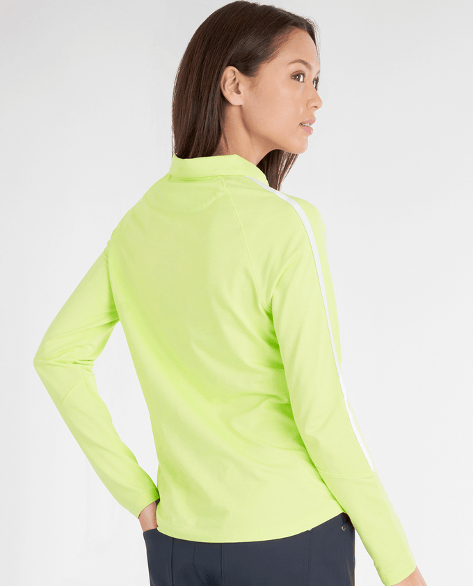 SIZE 16 - GREEN LAMB Mara Long Sleeve Polo 047 Soft Lime/White