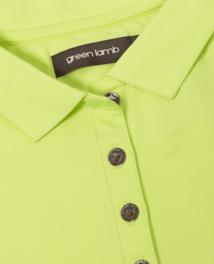 SIZE 16 - GREEN LAMB Mara Long Sleeve Polo 047 Soft Lime/White