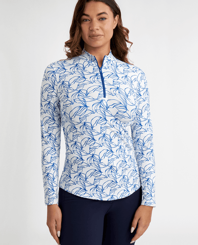 GREEN LAMB Elena Printed Long Sleeve 1/4 Zip Top 093 Botanic Print