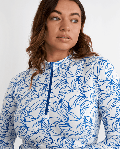 GREEN LAMB Elena Printed Long Sleeve 1/4 Zip Top 093 Botanic Print