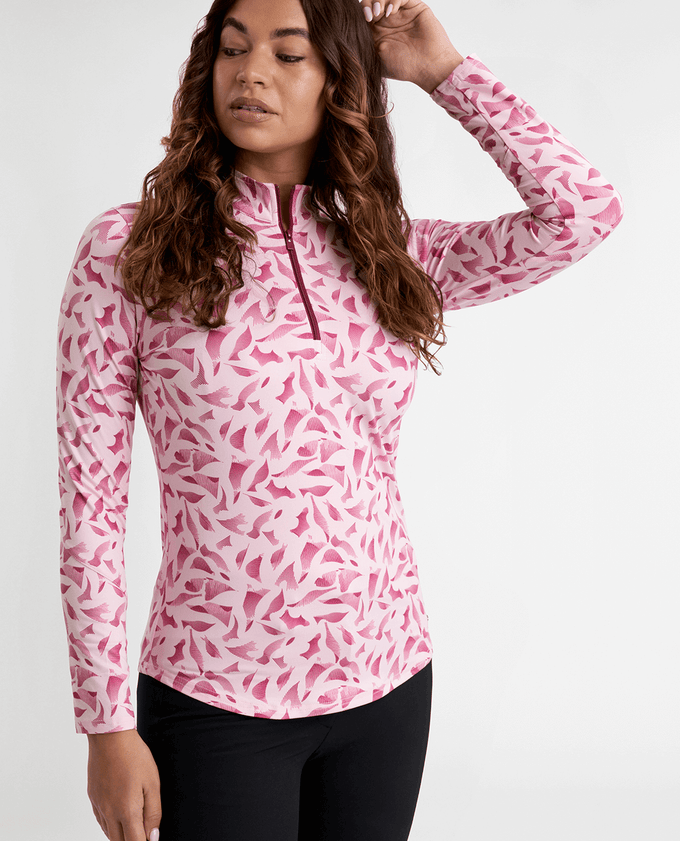 GREEN LAMB Elena Printed Long Sleeve 1/4 Zip Top 093 Sonic Print