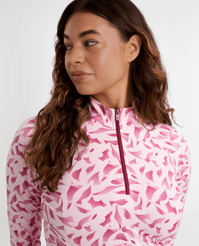 GREEN LAMB Elena Printed Long Sleeve 1/4 Zip Top 093 Sonic Print