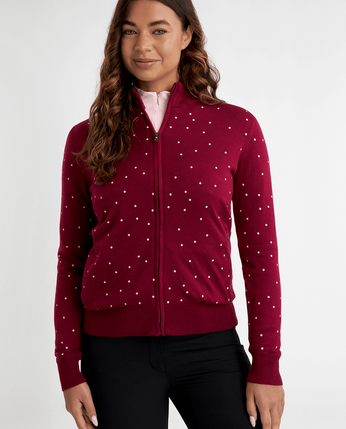 GREEN LAMB Elsa Windstopper Lined Spot Cardigan 101 Deep Beet