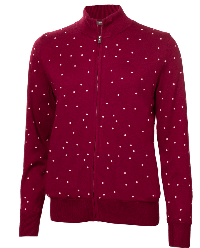 GREEN LAMB Elsa Windstopper Lined Spot Cardigan 101 Deep Beet