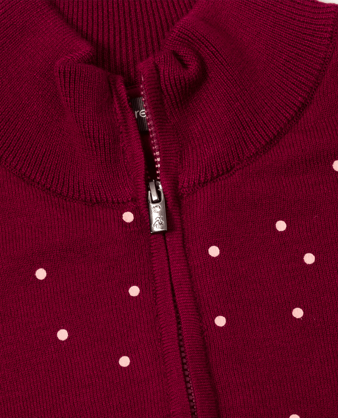 GREEN LAMB Elsa Windstopper Lined Spot Cardigan 101 Deep Beet