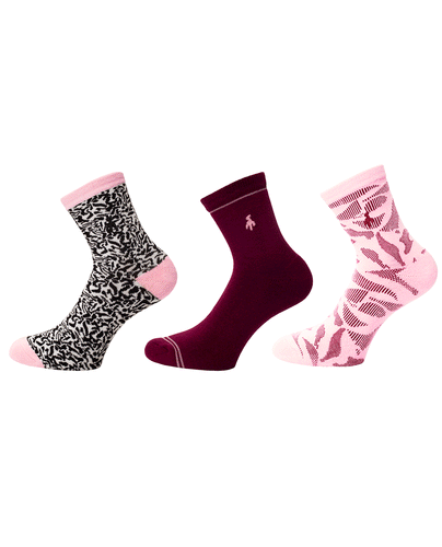 GREEN LAMB Mixed Socks 3 Pair Pack Deep Beet/Black