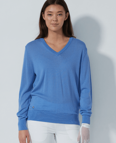 SIZE M - DAILY SPORTS Boston V-Neck Pullover 288 Merino Wool Sky