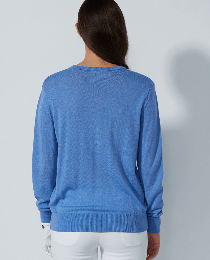 SIZE M - DAILY SPORTS Boston V-Neck Pullover 288  Merino Wool Sky
