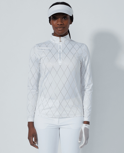 SIZE M - DAILY SPORTS Tempo Long Sleeve Polo 400 Metallic Argyle