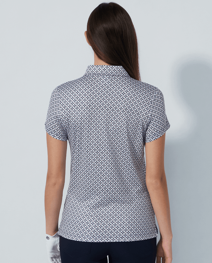 SIZE S - DAILY SPORTS Sheermotion Cap Sleeve Polo 415 Mosaic Medley