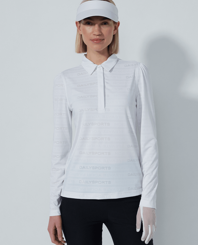 SIZE M - DAILY SPORTS Passion Long Sleeve Polo 445 White