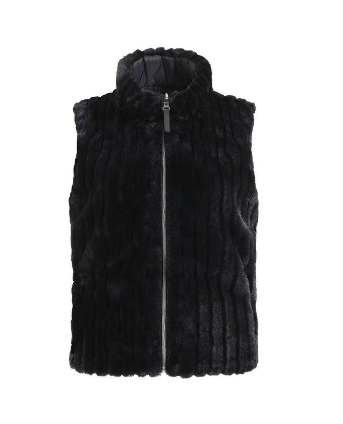 CHERVO Export Reversible Fur Vest Black