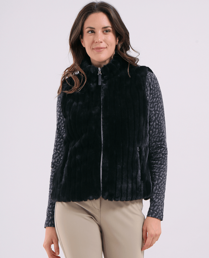 CHERVO Export Reversible Fur Vest Black