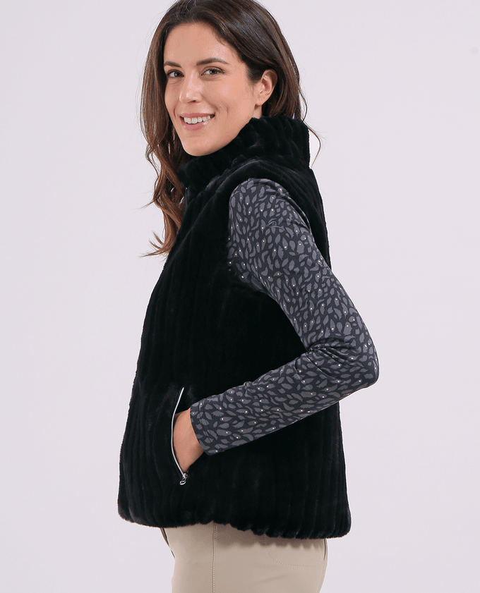 CHERVO Export Reversible Fur Vest Black