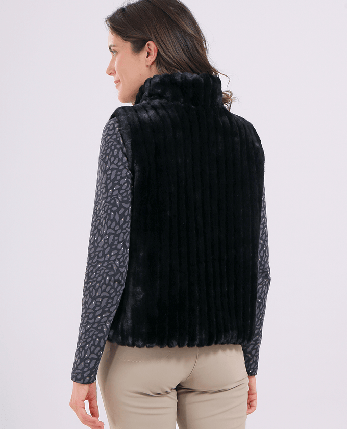 CHERVO Export Reversible Fur Vest Black