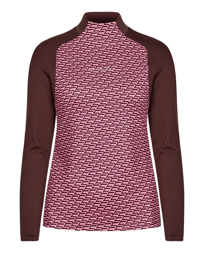 ROHNISCH Ellie Brushed Polo Carmine Rose Retro R Mono