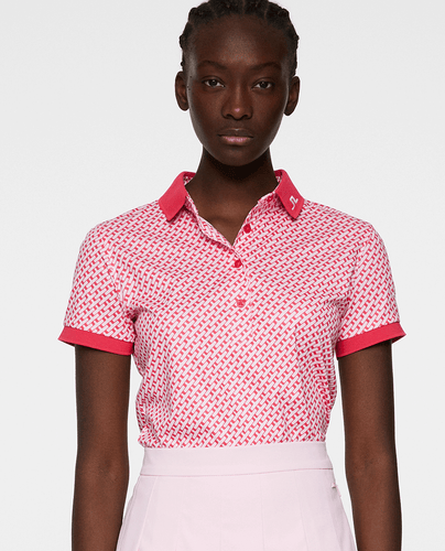 SIZE M - J.Lindeberg Tour Tech Print Polo Tour Geo Pink