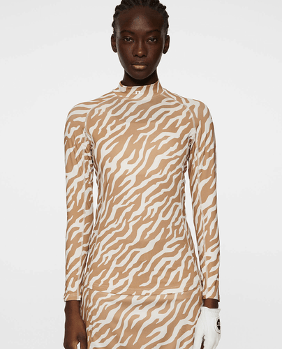 SIZE L - J.Lindeberg Ella Print Compression Top Tour Tech Tiger Eyes
